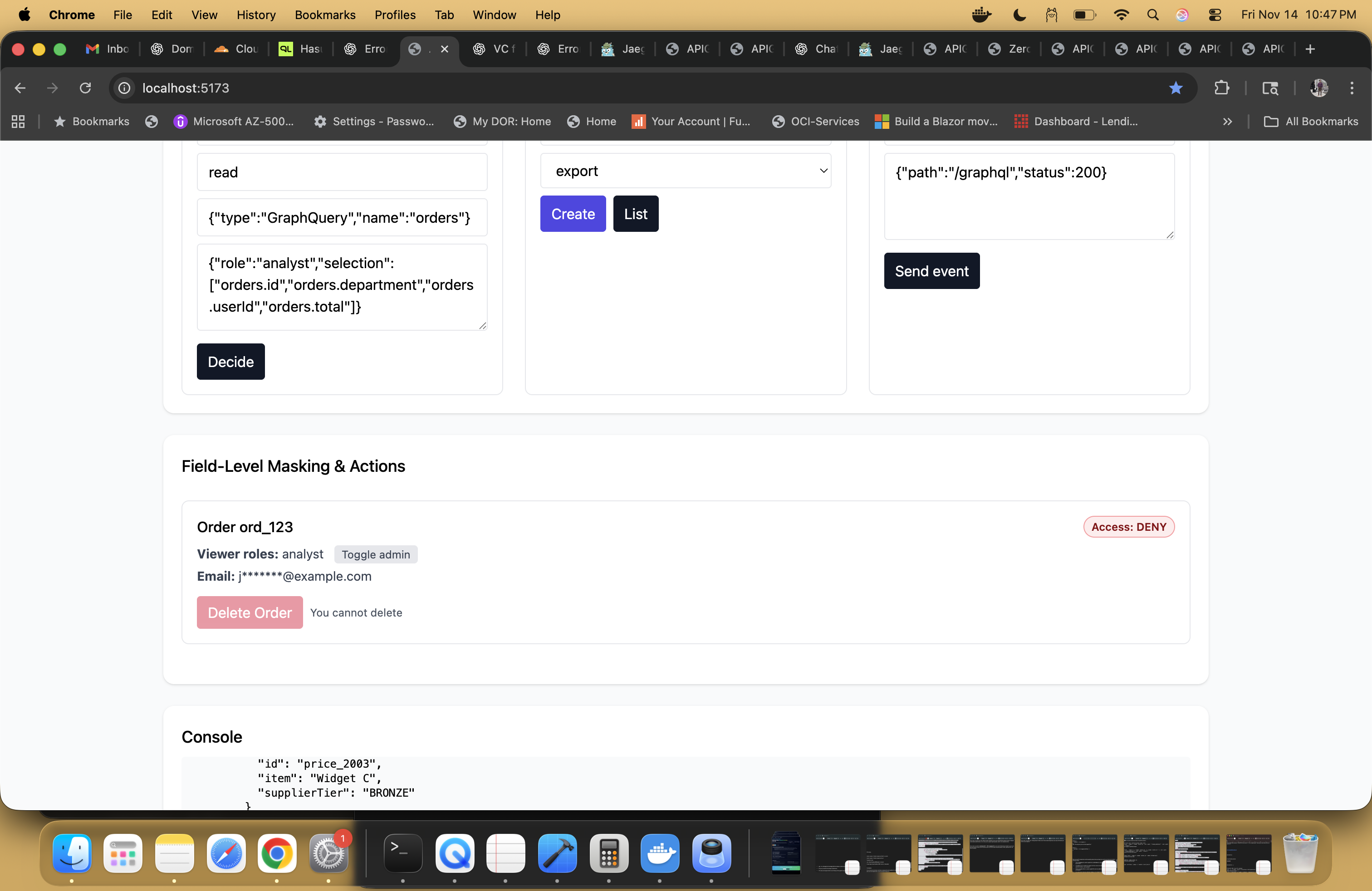 Field-level masking and actions in APIGQL